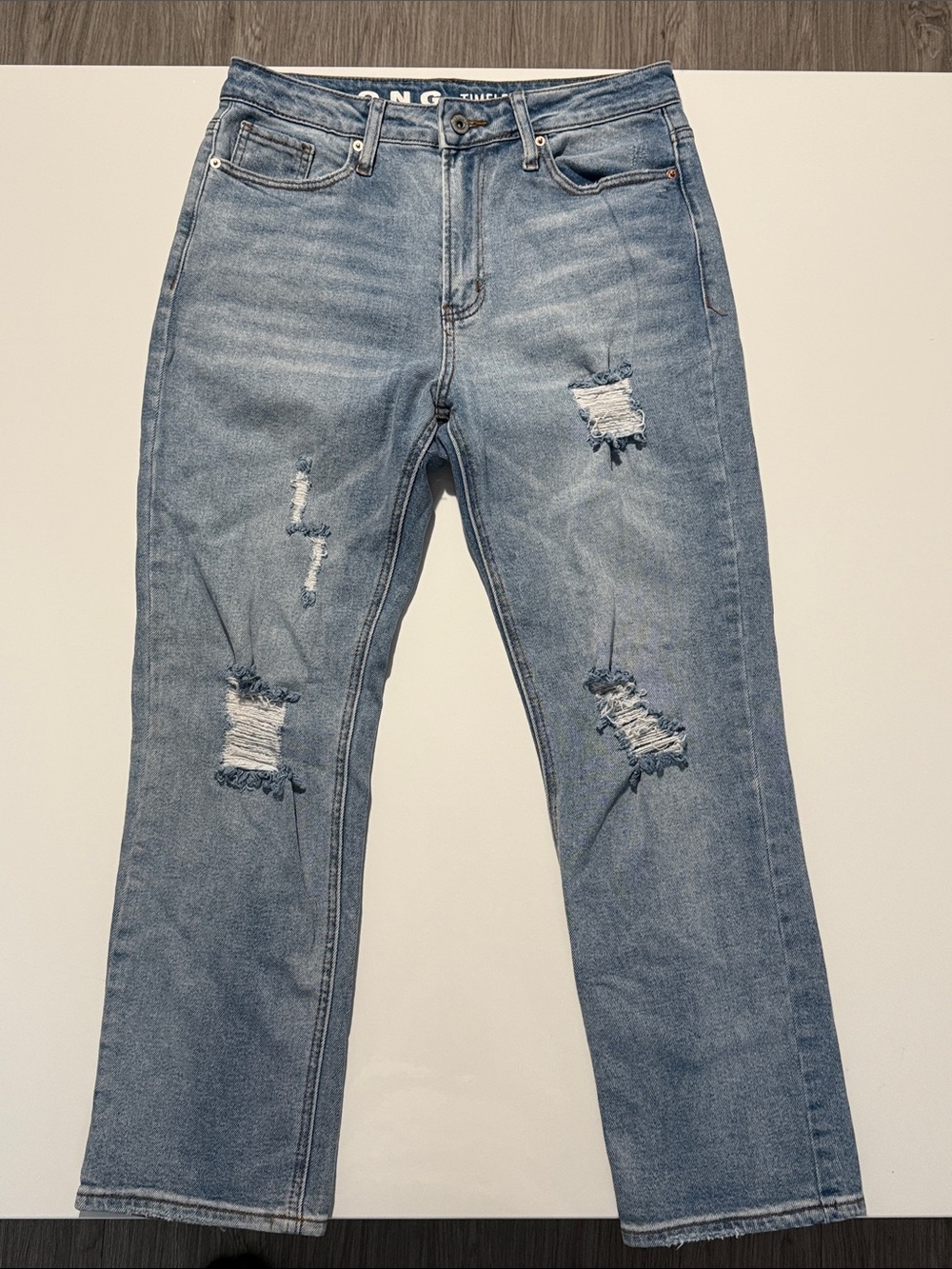 S.O.N.G Jeans timeless fit boyfriend jeans distressed size 9 29"
